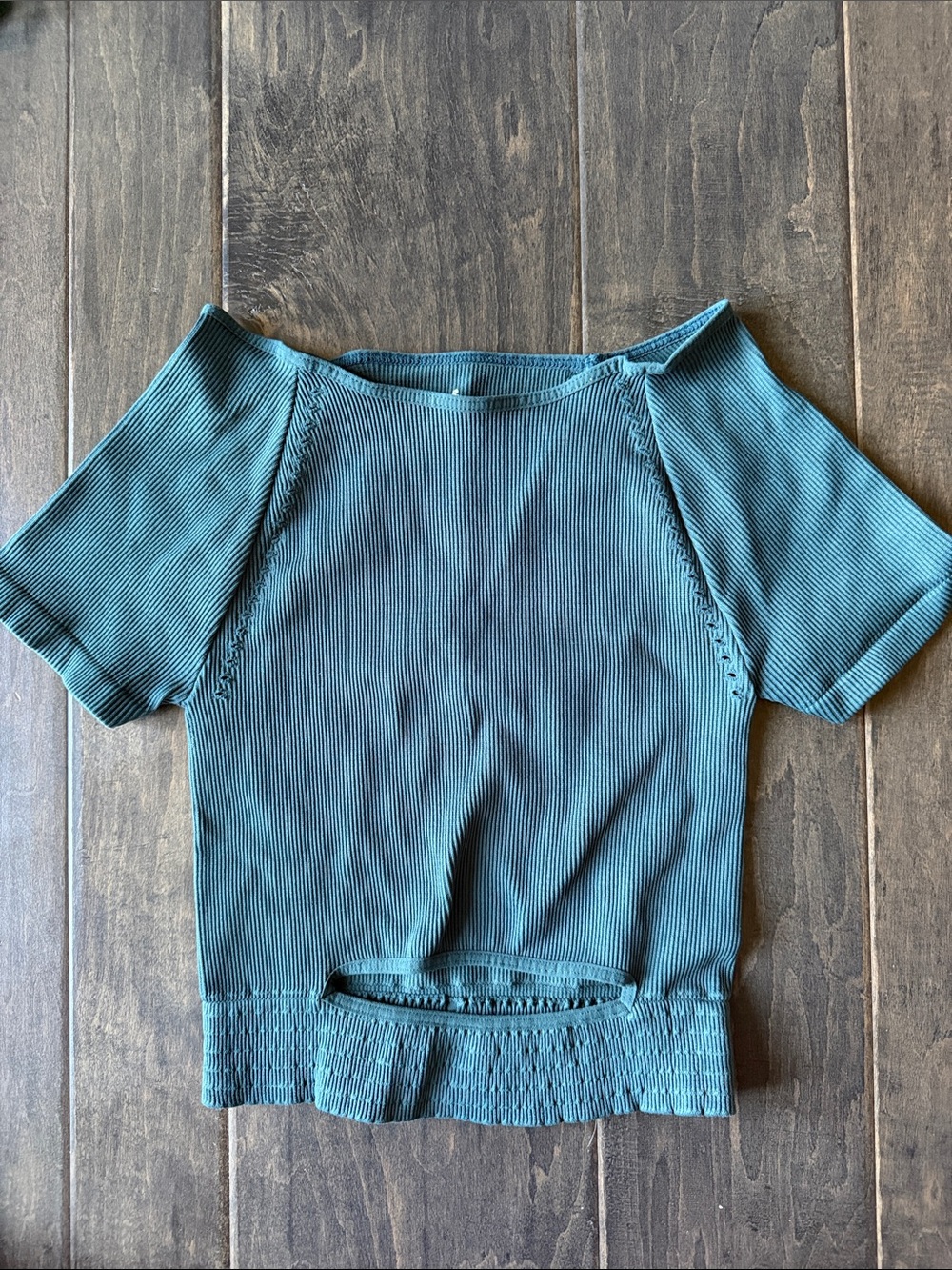 FP Movement by Free People Cut It Out Short Sleeve Crop Top - Teal